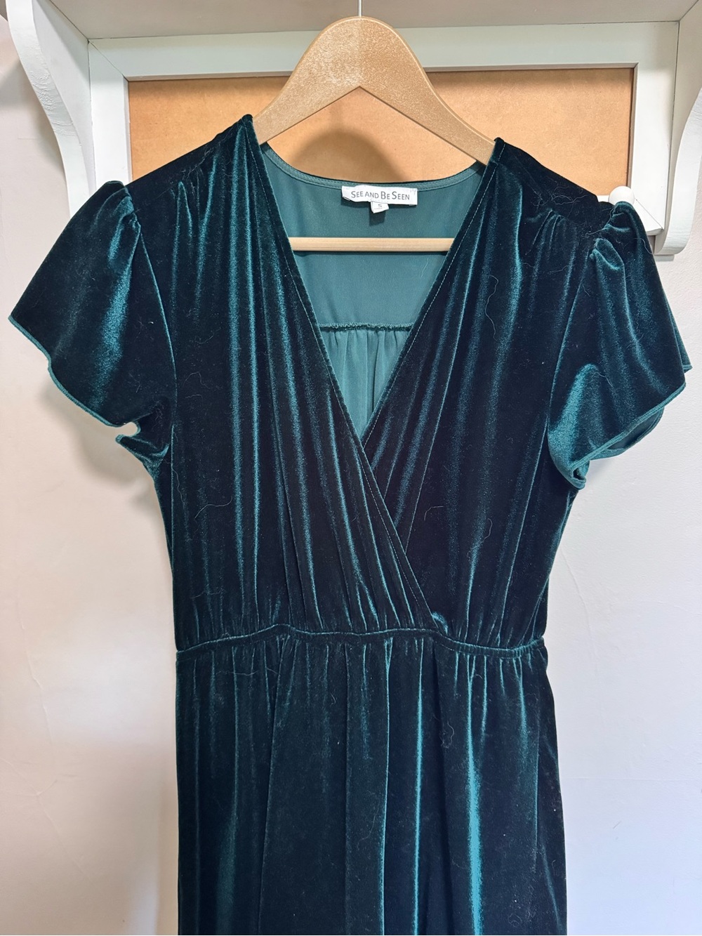 Emerald Green Velvet Wrap Dress
